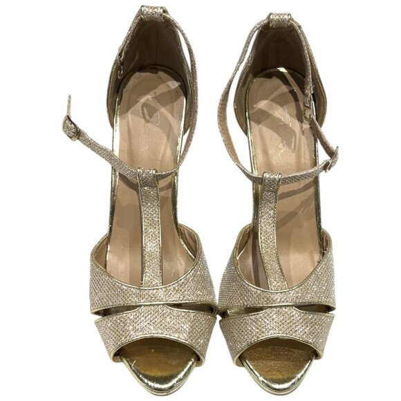 Champagne Gold Metallic T-Strap Heels Size 39 (8.5/9) - Picture 14 of 15